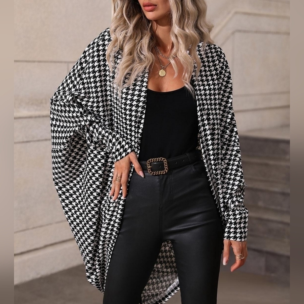 Black Houndstooth Cardigan